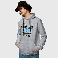 Толстовка-худи хлопковая мужская Gangsta pony, цвет: меланж — фото 2