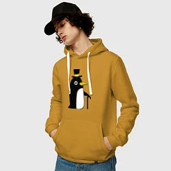 Толстовка-худи хлопковая мужская Пингвин в шляпе, цвет: горчичный — фото 2