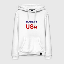 Толстовка-худи хлопковая мужская Made in usa, цвет: белый