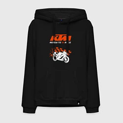 Толстовка-худи хлопковая мужская KTM MOTORCYCLES КТМ МОТОЦИКЛЫ, цвет: черный