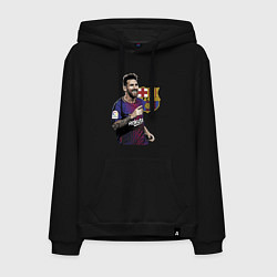 Толстовка-худи хлопковая мужская Lionel Messi Barcelona Argentina, цвет: черный