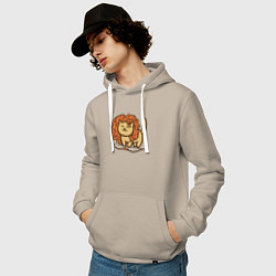 Толстовка-худи хлопковая мужская Cat Lion, цвет: миндальный — фото 2