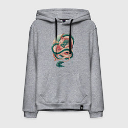 Толстовка-худи хлопковая мужская Дракон, цвет: меланж