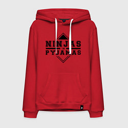 Толстовка-худи хлопковая мужская Ninjas In Pyjamas, цвет: красный