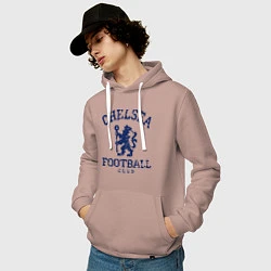Толстовка-худи хлопковая мужская Chelsea FC: Lion, цвет: пыльно-розовый — фото 2