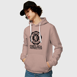 Толстовка-худи хлопковая мужская Chelsea FC: Emblem, цвет: пыльно-розовый — фото 2