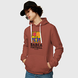 Толстовка-худи хлопковая мужская Barcelona Football Club, цвет: кирпичный — фото 2