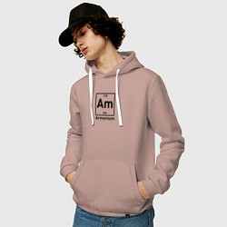 Толстовка-худи хлопковая мужская Am -Armenium, цвет: пыльно-розовый — фото 2