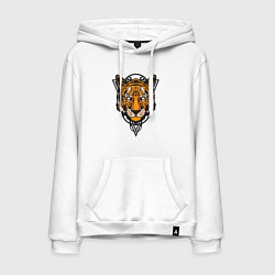 Толстовка-худи хлопковая мужская Tiger Style, цвет: белый