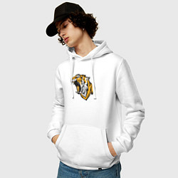 Толстовка-худи хлопковая мужская Грозный Тигр, цвет: белый — фото 2