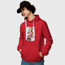 Толстовка-худи хлопковая мужская Обалденная снегурка, цвет: красный — фото 2