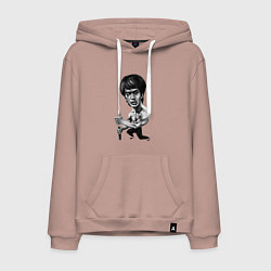 Толстовка-худи хлопковая мужская Bruce Lee, цвет: пыльно-розовый