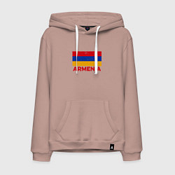 Толстовка-худи хлопковая мужская Armenia Flag, цвет: пыльно-розовый