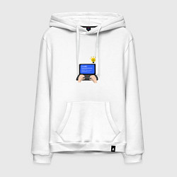 Толстовка-худи хлопковая мужская Создание компьютерной программы, цвет: белый