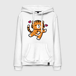 Толстовка-худи хлопковая мужская Влюбленный тигр, цвет: белый