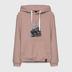 Толстовка-худи хлопковая мужская Гелик - лучше всех!, цвет: пыльно-розовый