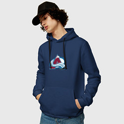 Толстовка-худи хлопковая мужская Колорадо Эвеланш логотип, цвет: тёмно-синий — фото 2