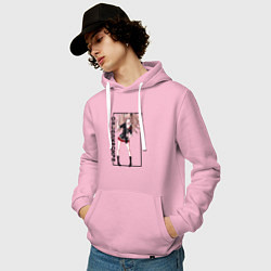 Толстовка-худи хлопковая мужская Джунко Эношима Данганронпа прямоугольник, цвет: светло-розовый — фото 2
