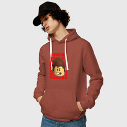 Толстовка-худи хлопковая мужская ROBLOX RED LOGO LEGO FACE, цвет: кирпичный — фото 2