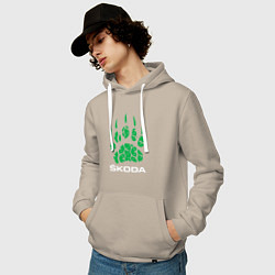 Толстовка-худи хлопковая мужская SKODA ШКОДА ХИЩНИК, цвет: миндальный — фото 2