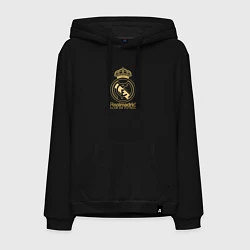 Толстовка-худи хлопковая мужская Real Madrid gold logo, цвет: черный