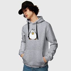 Толстовка-худи хлопковая мужская Глазастый пингвин, цвет: меланж — фото 2