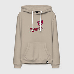 Толстовка-худи хлопковая мужская Washington Nationals - baseball team!, цвет: миндальный