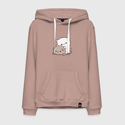 Толстовка-худи хлопковая мужская Котики играют 02, цвет: пыльно-розовый