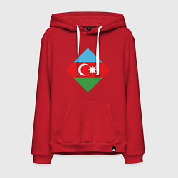 Толстовка-худи хлопковая мужская Flag Azerbaijan, цвет: красный