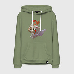 Толстовка-худи хлопковая мужская Майнкрафт - милая собачка, цвет: авокадо