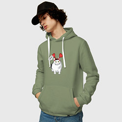 Толстовка-худи хлопковая мужская Кот Бендер Мем Love, цвет: авокадо — фото 2