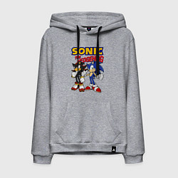 Толстовка-худи хлопковая мужская ЕЖ СОНИК SONIC THE HEDGEHOG, цвет: меланж