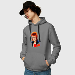 Толстовка-худи хлопковая мужская David Bowie Blue Jacket, цвет: серый — фото 2