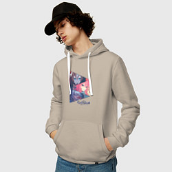 Толстовка-худи хлопковая мужская Яэ Мико, Горо, Рэйзор, цвет: миндальный — фото 2