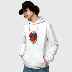 Толстовка-худи хлопковая мужская Черви огромное сердце, цвет: белый — фото 2