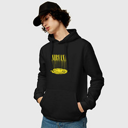 Толстовка-худи хлопковая мужская Nirvana Логотип Нирвана, цвет: черный — фото 2