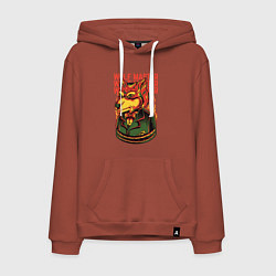 Толстовка-худи хлопковая мужская Волк хозяин, цвет: кирпичный