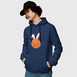 Толстовка-худи хлопковая мужская Basketball Bunny, цвет: тёмно-синий — фото 2