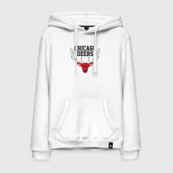 Толстовка-худи хлопковая мужская Chicago deers, цвет: белый