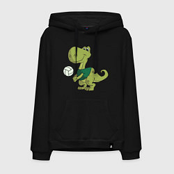 Толстовка-худи хлопковая мужская Volleyball Dinosaur, цвет: черный