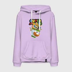 Толстовка-худи хлопковая мужская Компашка персонажей Super Mario, цвет: лаванда