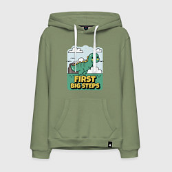Толстовка-худи хлопковая мужская ТИРАНОЗАВРИК, цвет: авокадо