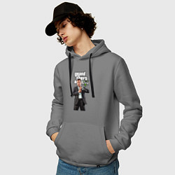 Толстовка-худи хлопковая мужская GTA Man reload, цвет: серый — фото 2