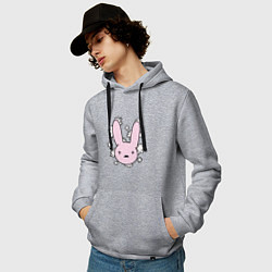 Толстовка-худи хлопковая мужская Bad Bunny Floral Bunny, цвет: меланж — фото 2