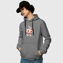 Толстовка-худи хлопковая мужская Милый бегемотик, цвет: серый — фото 2