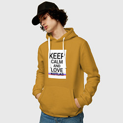 Толстовка-худи хлопковая мужская Keep calm Kotlas Котлас ID429, цвет: горчичный — фото 2