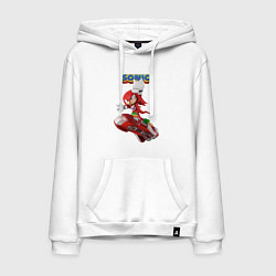 Толстовка-худи хлопковая мужская Knuckles Echidna Sonic Video game Ехидна Наклз Вид, цвет: белый