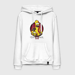 Толстовка-худи хлопковая мужская Homer god of bar, цвет: белый