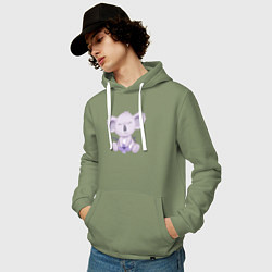 Толстовка-худи хлопковая мужская Милая Коала Сидит С Цветком, цвет: авокадо — фото 2