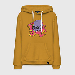 Толстовка-худи хлопковая мужская Skull Octopus, цвет: горчичный